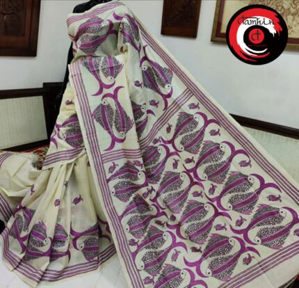 Katha saree on pure tussar silk